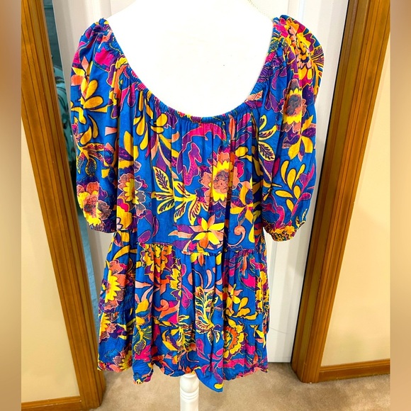 Terra & Sky top multicolor puffed sleeve feminine tiered baby doll easy fit 1X - Picture 1 of 6